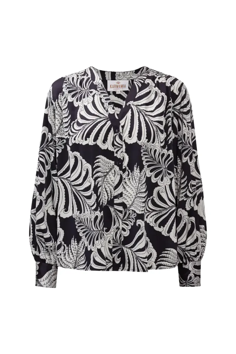 Amelia Shirt, Navy Palm