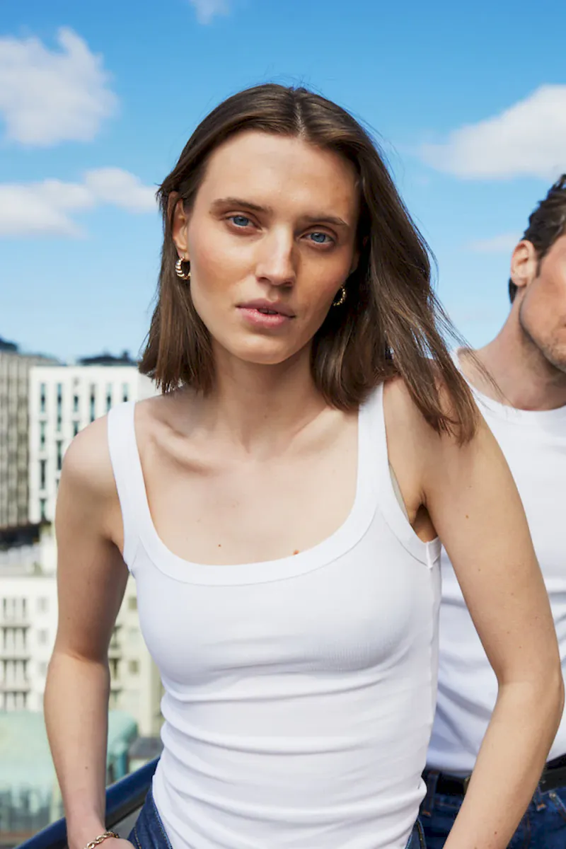 Singlet Ribbed, White