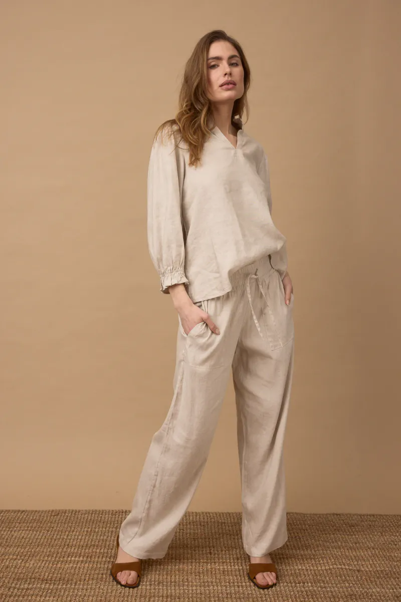 Luca Pant Full Length, Wide, Sandshell Melange