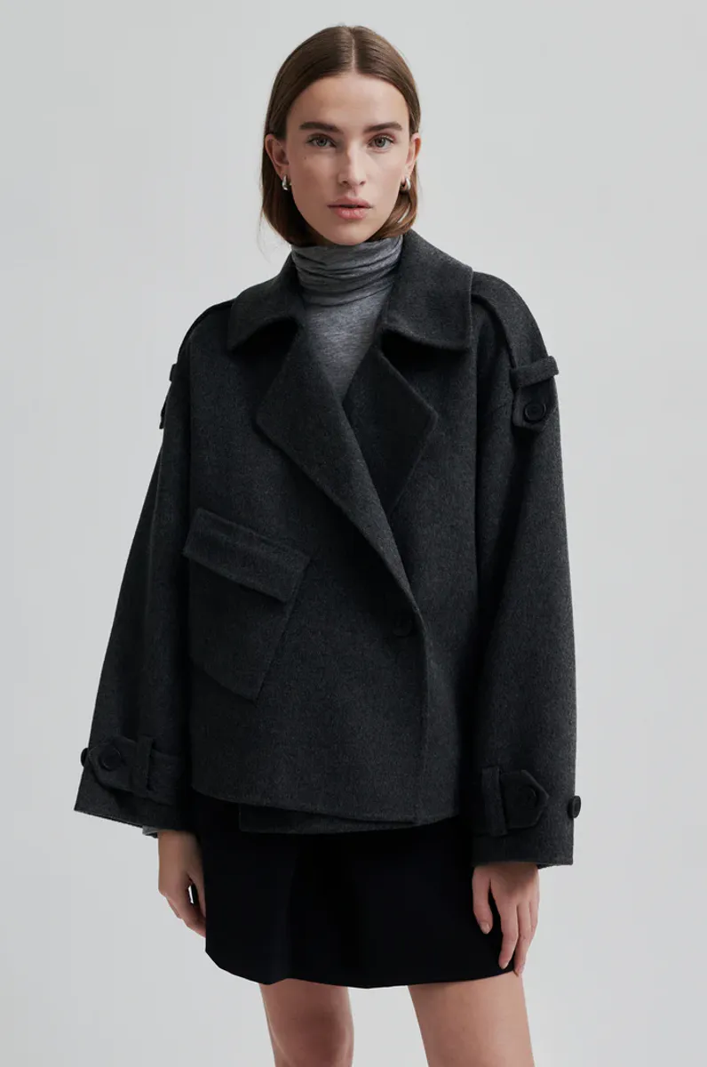 Walance Short Jacket, Dark grey Melange