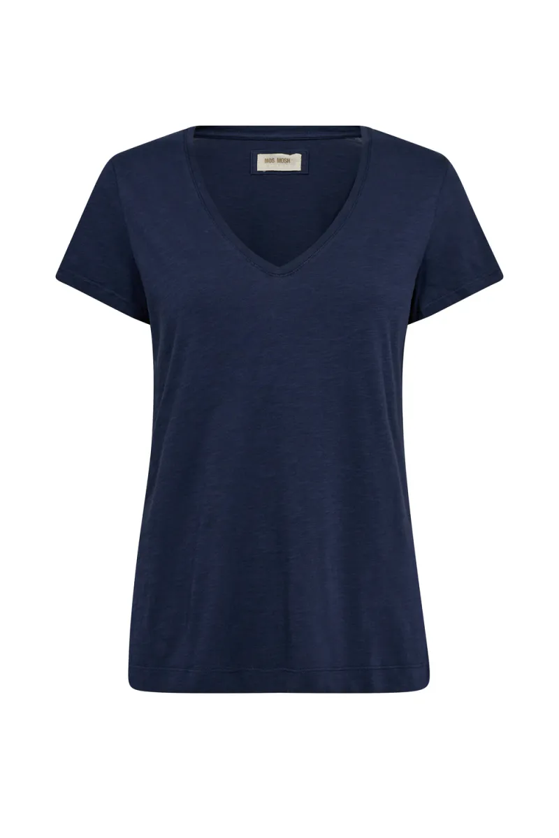 Arden Organic V-Neck Tee, Navy