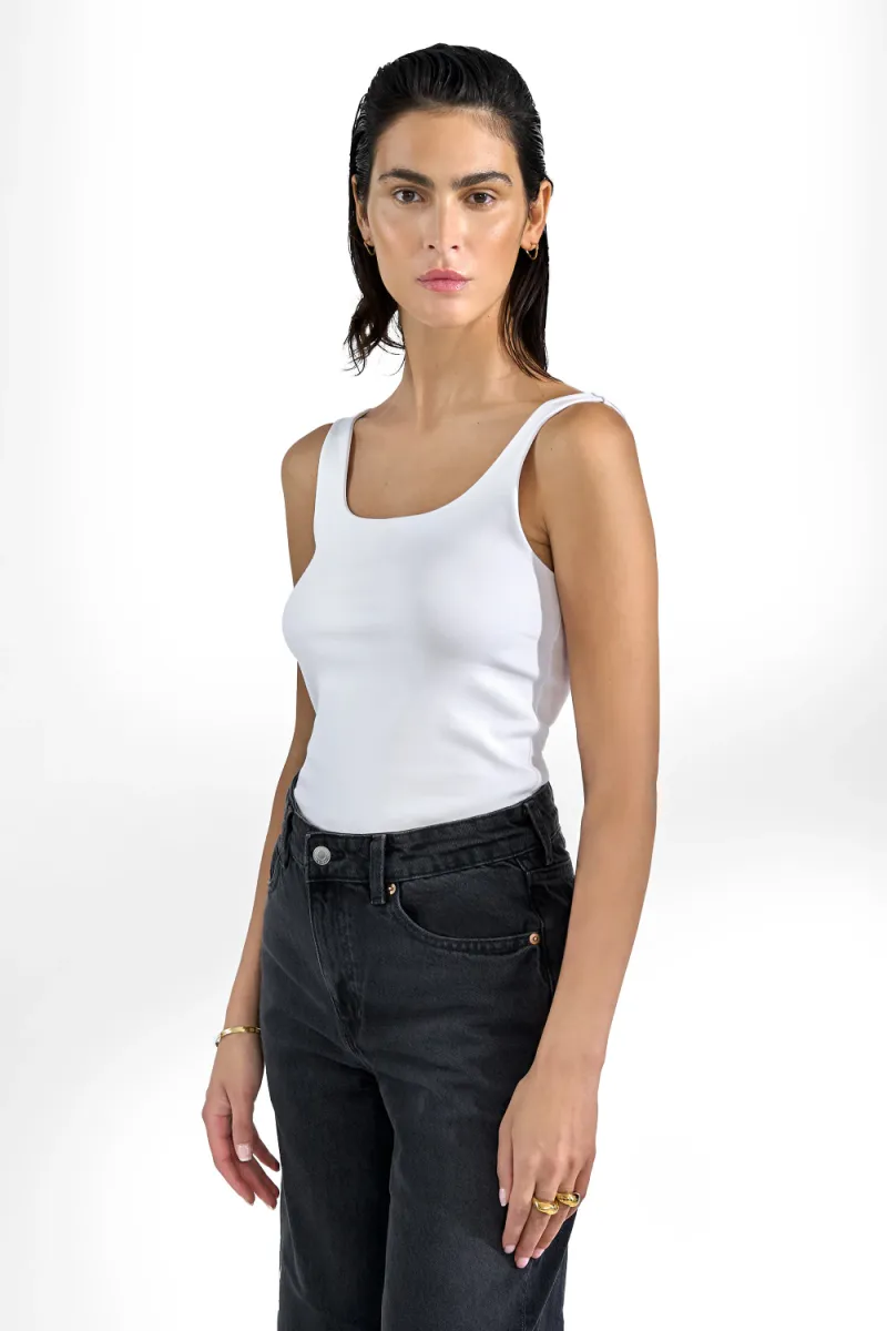 Tank Scoop Back, White