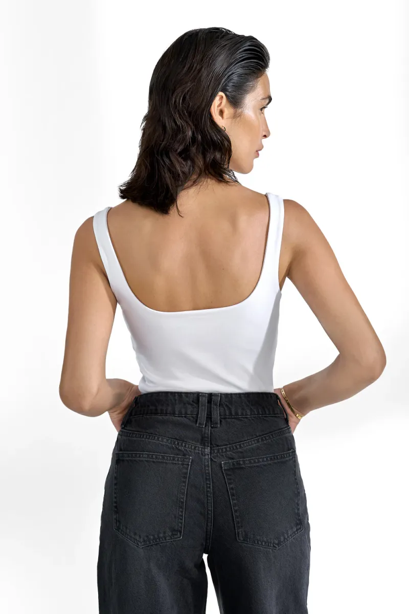 Tank Scoop Back, White