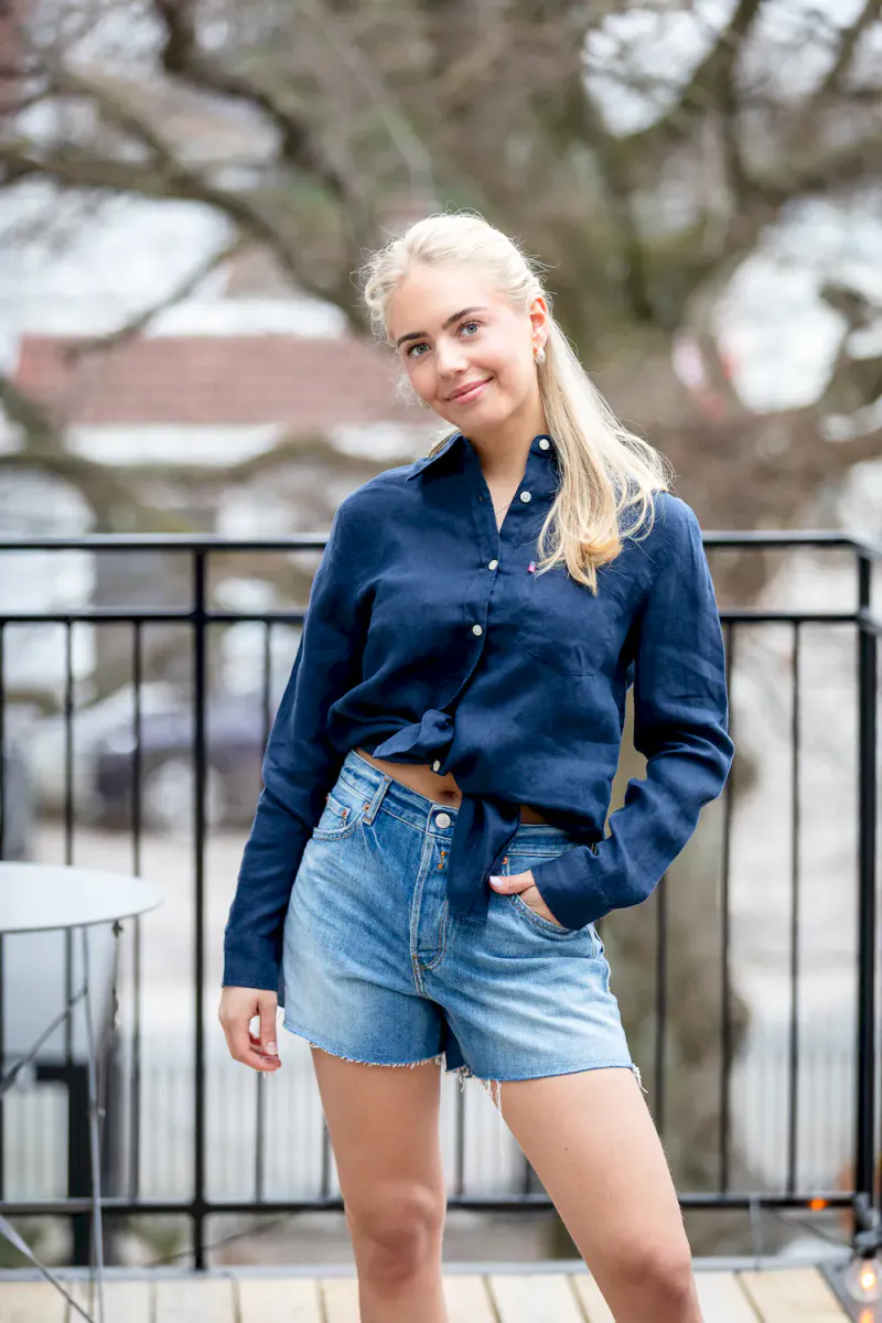 Classic Linen Shirt, Navy