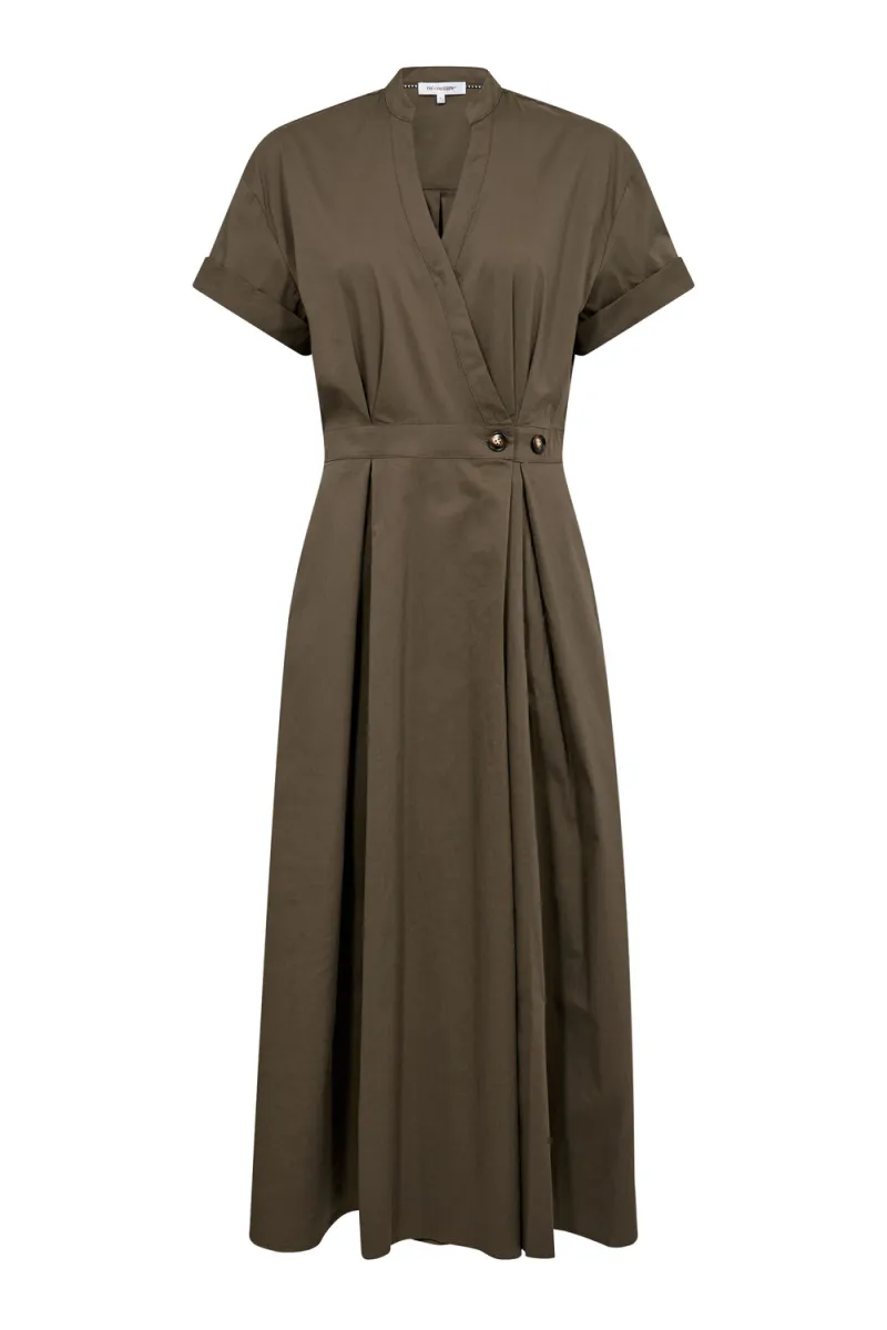 Elara SS Wrap Dress, Olive