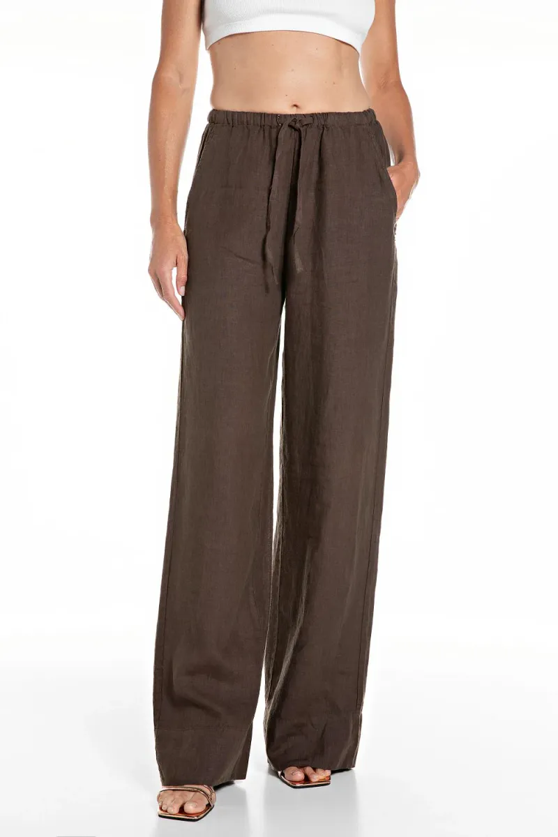 Linen Pigiama Pants, Coffee