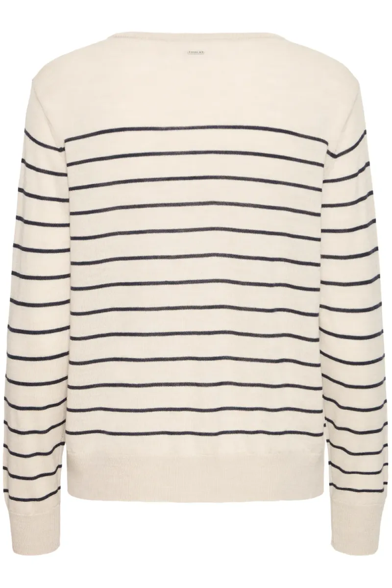 Sadie Cardigan, Creme Navy Stripe