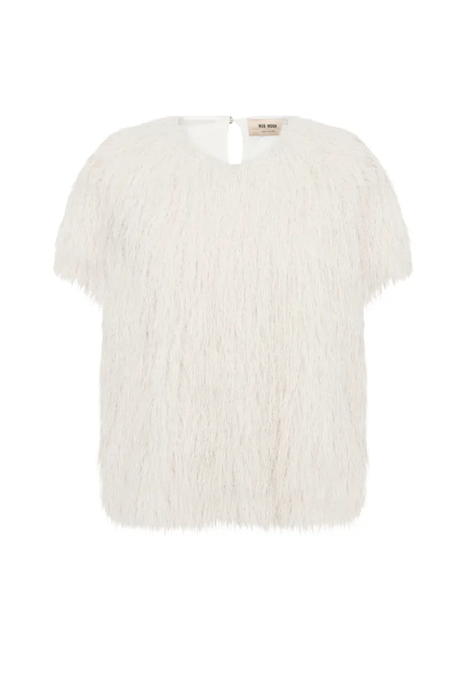 Brim O-SS Faux Fur Tee, Ecru