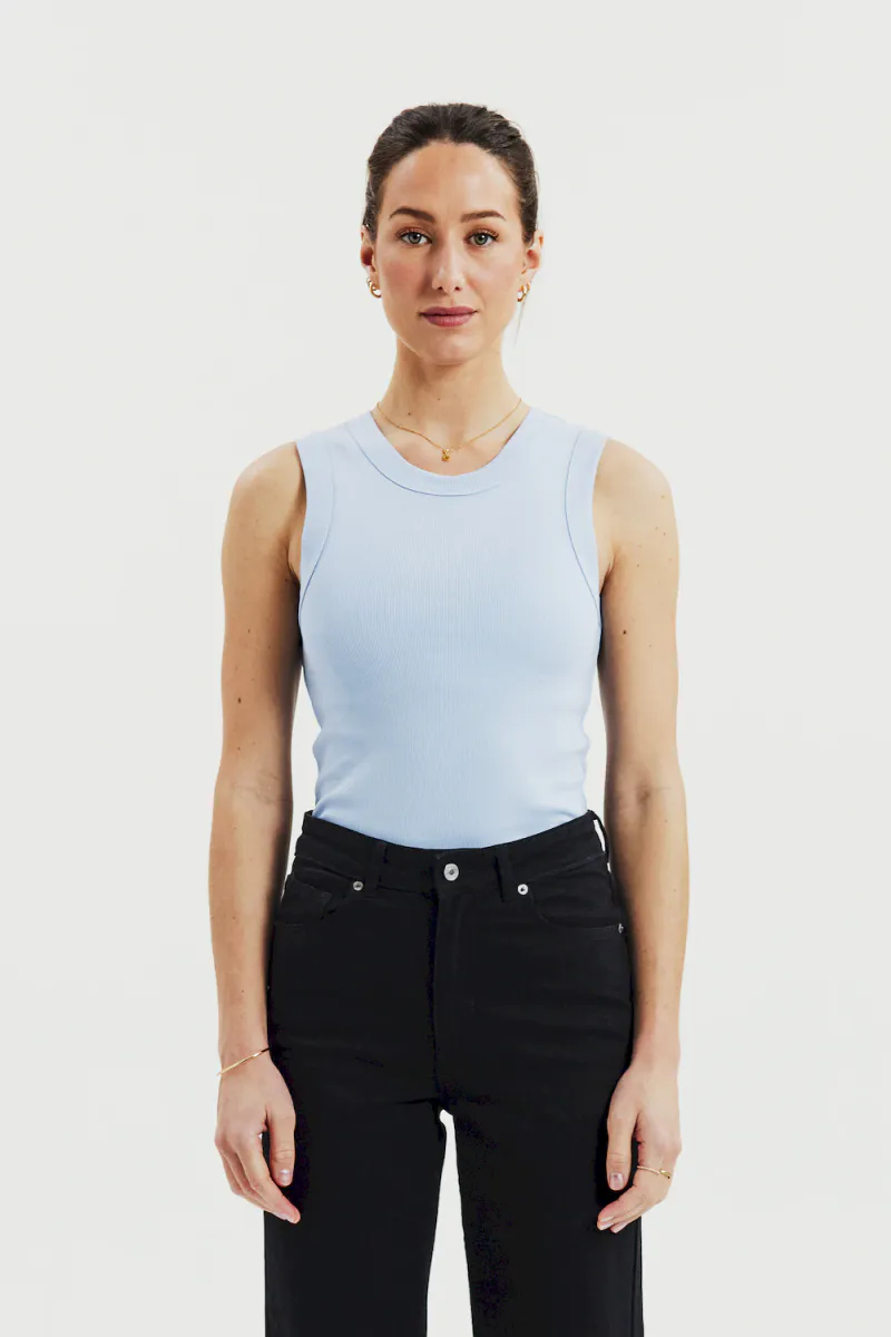 Tank Crew-Neck Ribbed, Sky Blue