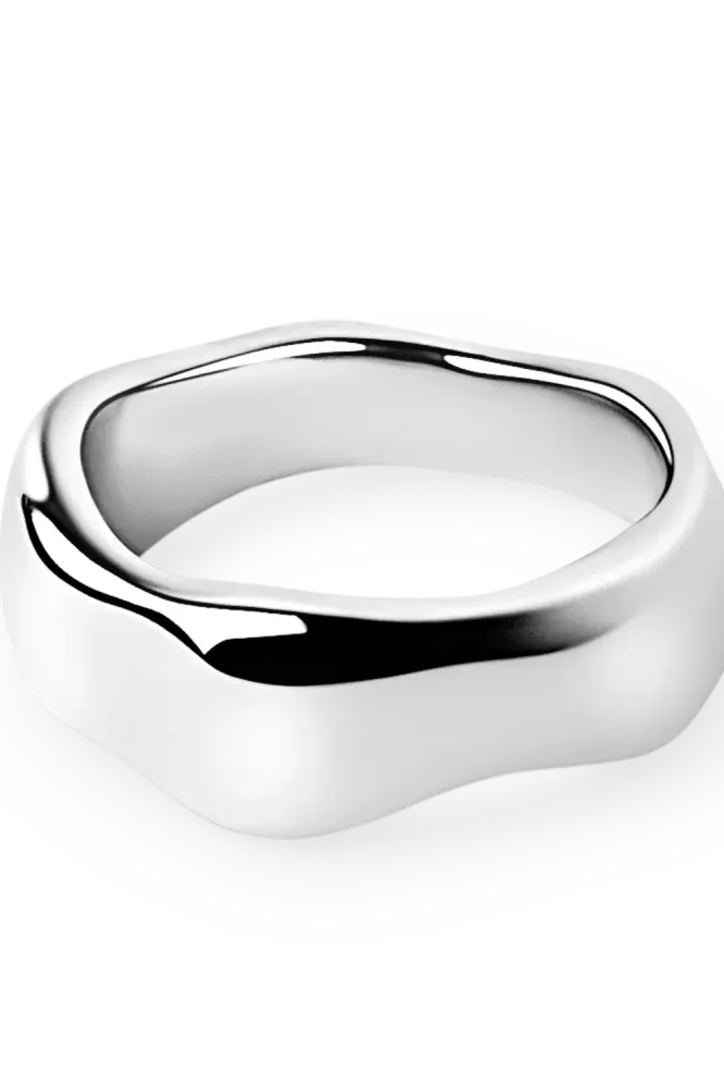 Wavy Bold Ring, Silver