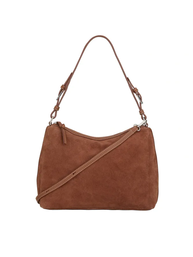 Suede Ginni Medi Bag, Brown Tortoise Shell