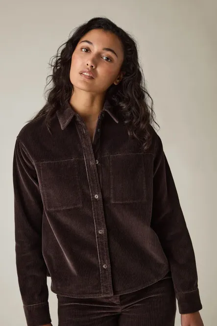 Hovedbilde Cropped Corduroy Shirt, Dark Brown