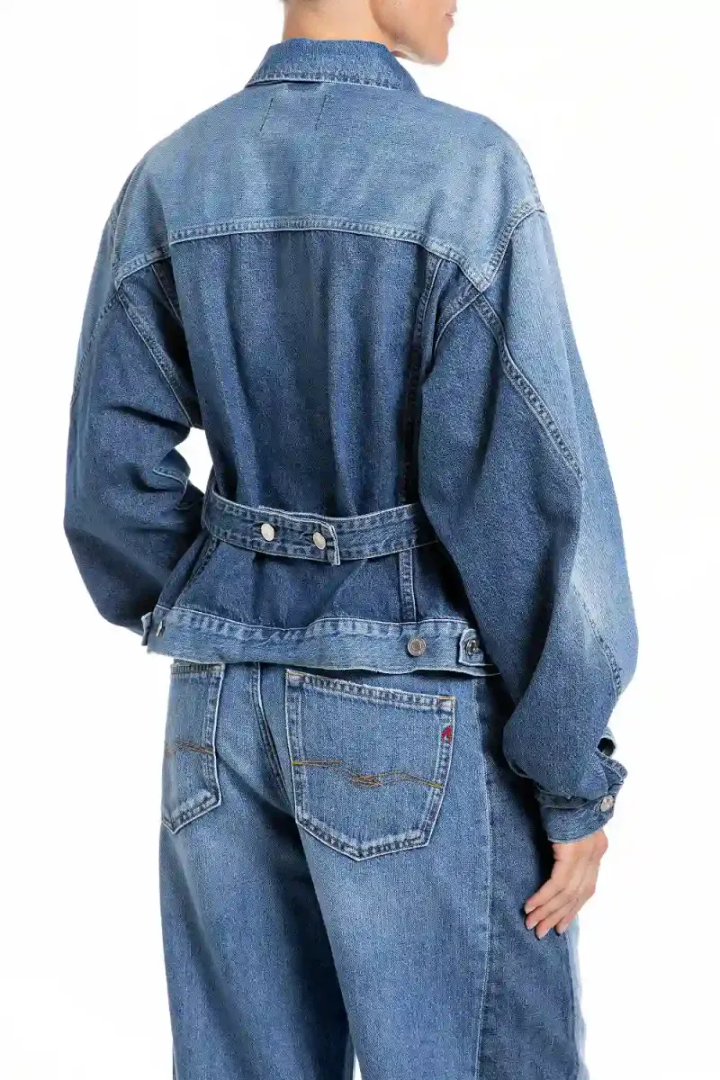 Denim Jacket Puff Sleeve, Medium Blue
