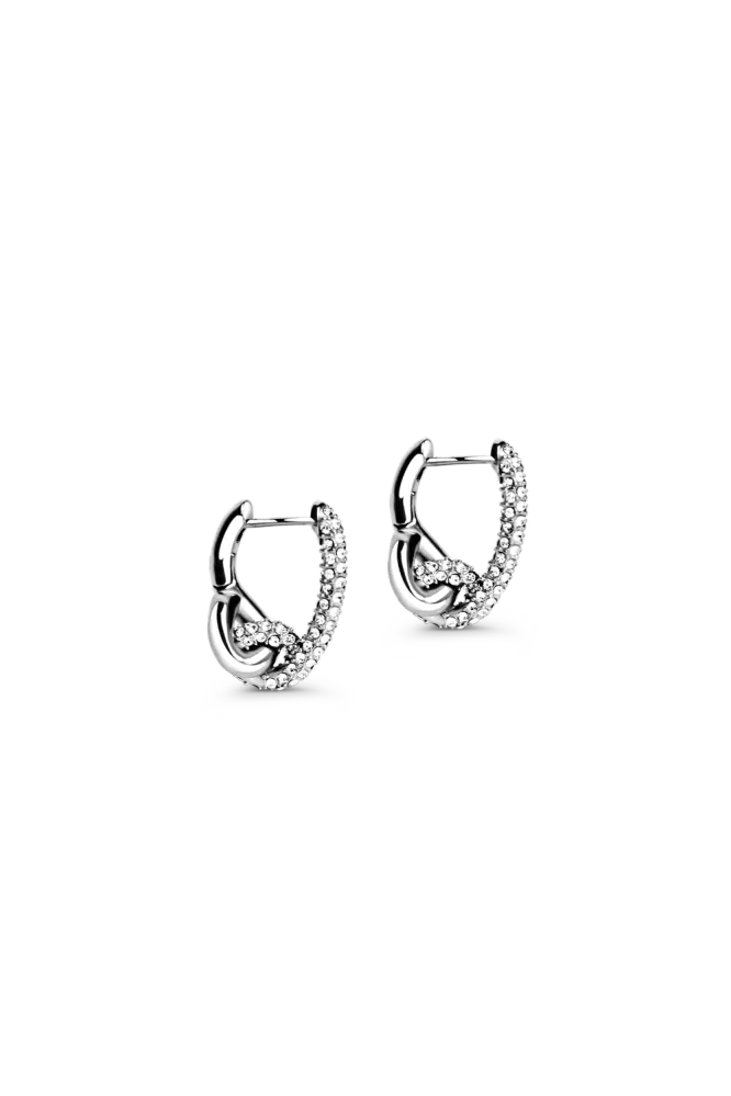 Pavé Knot Earrings, Silver