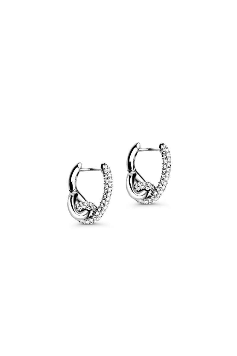 Pavé Knot Earrings, Silver