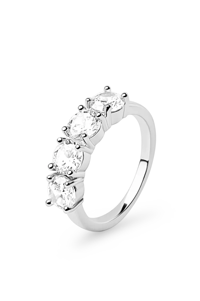 Quattro Zirconia Ring, Silver