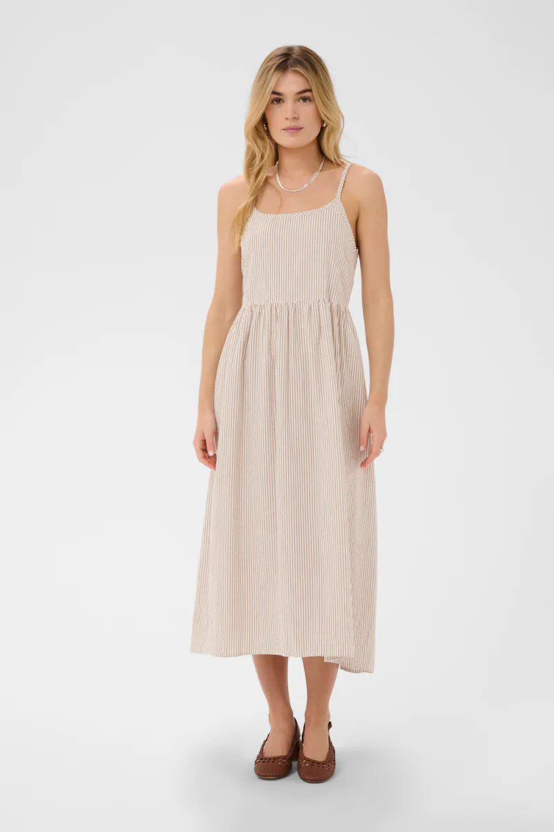 Elmiko N. Strap Dress, Toasted Coconut Ice Stripe
