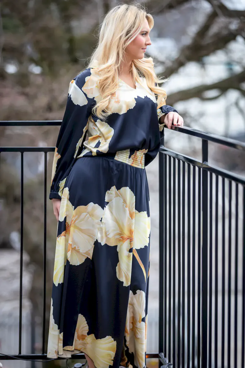 Savannah Skirt, Gold Maxi Flower