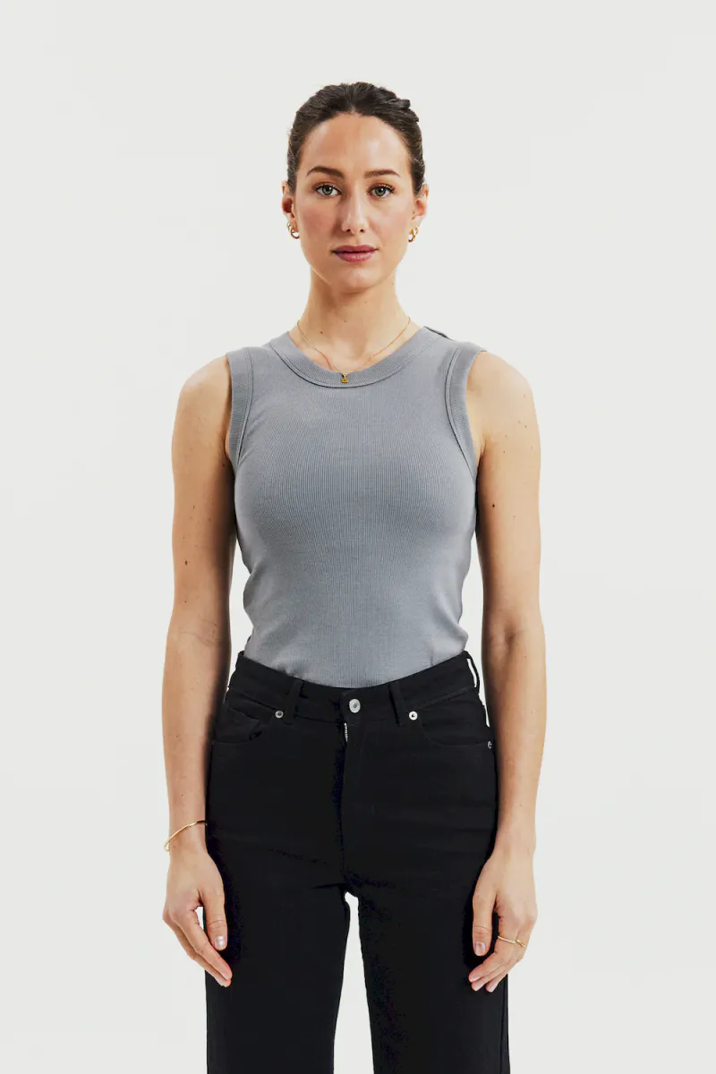 Tank Crew-Neck Ribbed, Fog Grey