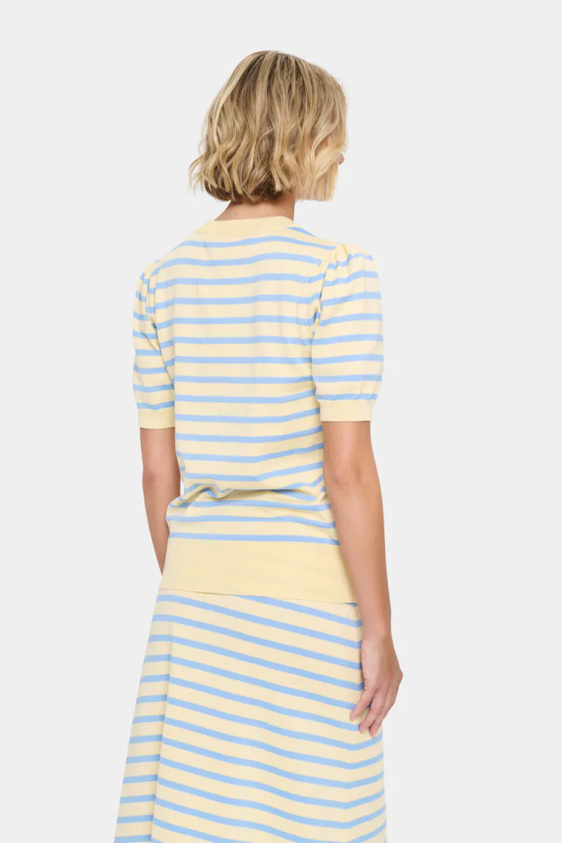 Mila SS Striped Pullover, Lemon Hydrangea Stripe