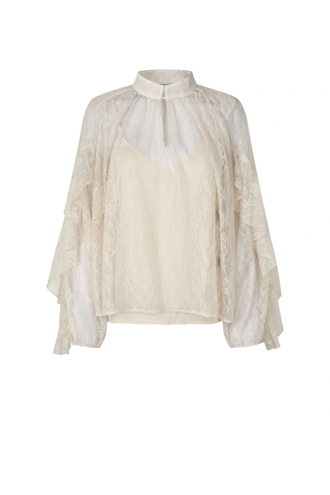 Sybell Lace Blouse, Soft Beige