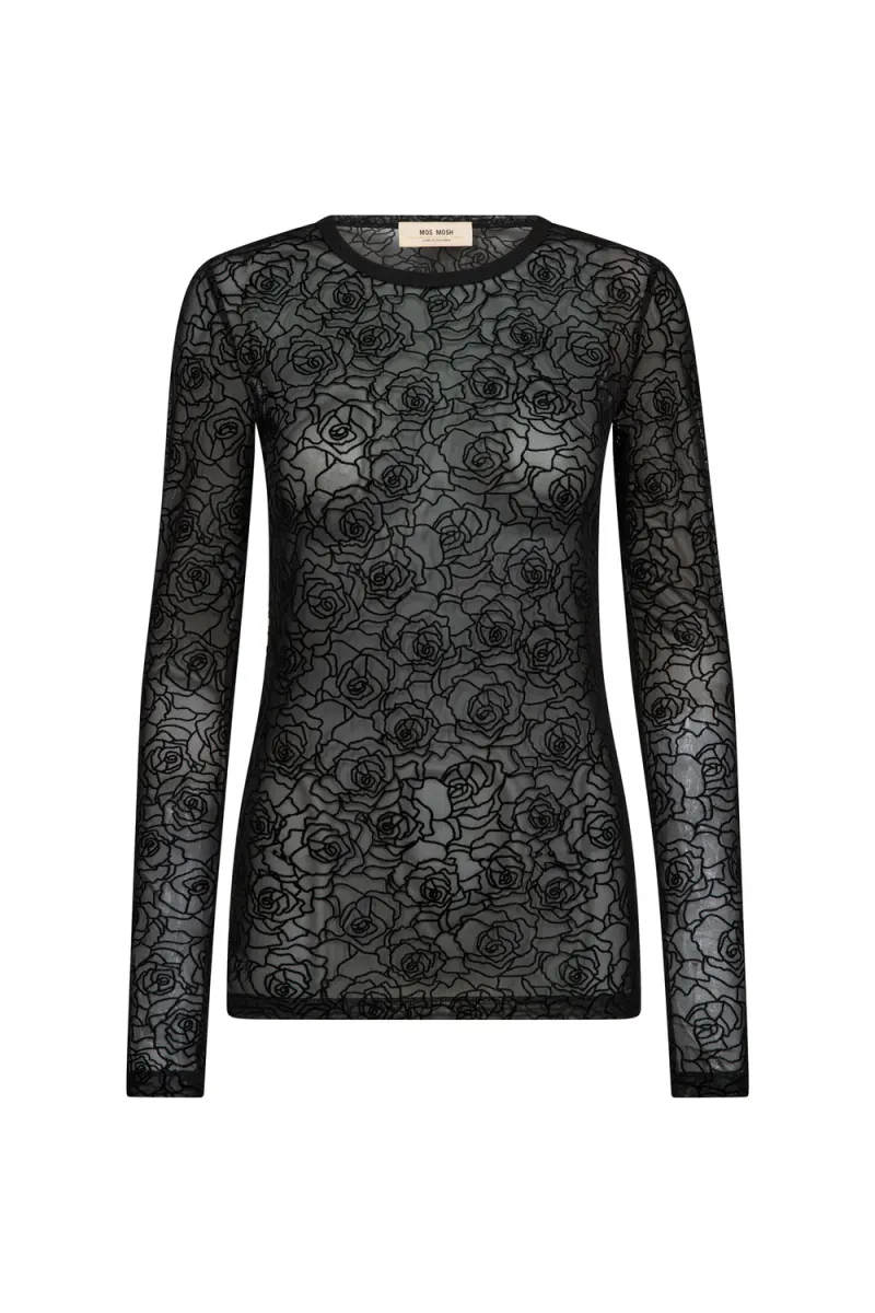 Rose Mesh Blouse, Black
