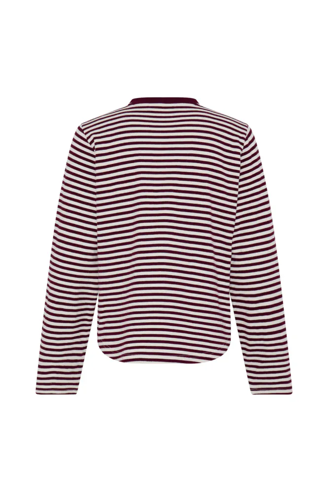 Estella LS T-shirt, Red And Birch Stripe