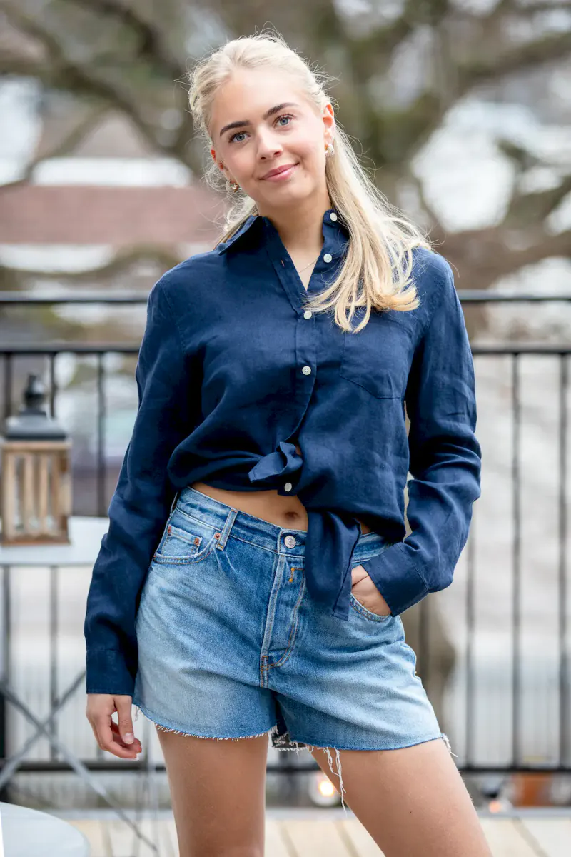 Classic Linen Shirt, Navy