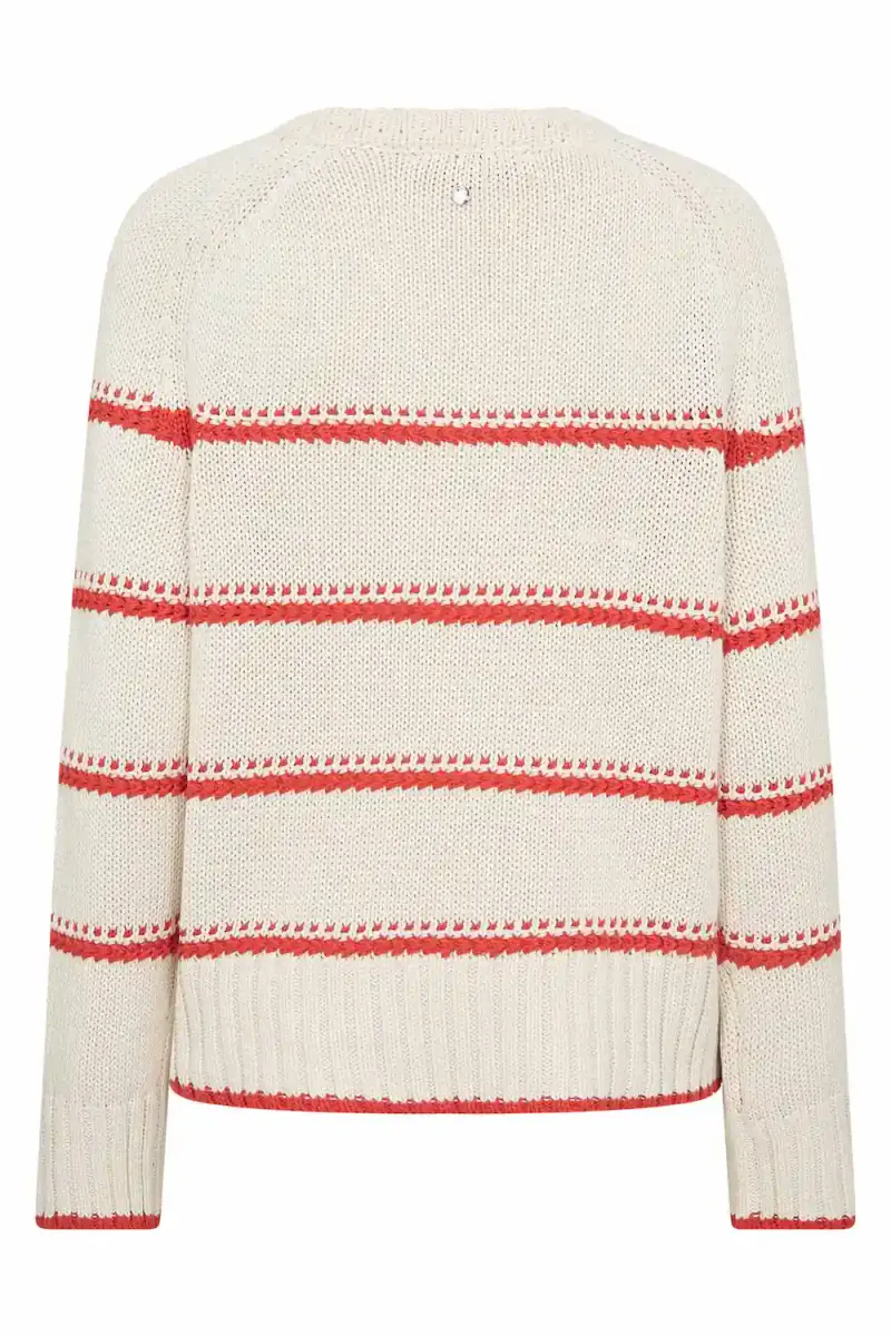 Rola Bine Stripe Crewneck Knit, Spicy Orange