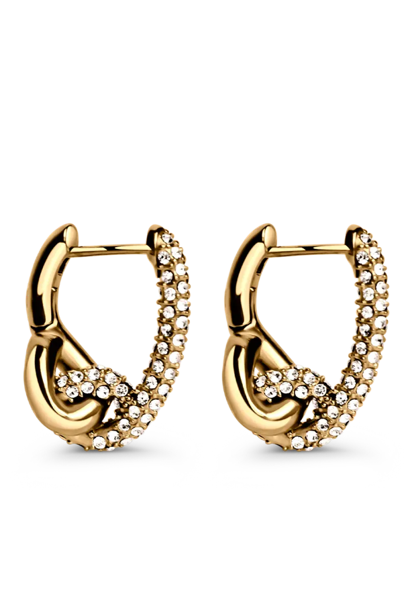 Pavé Knot Earrings, Gold