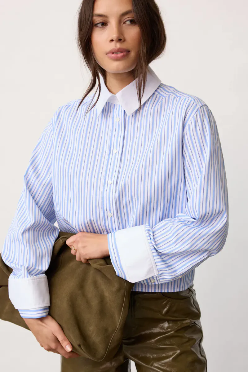 Vouge Cuff Shirt, Pale Blue