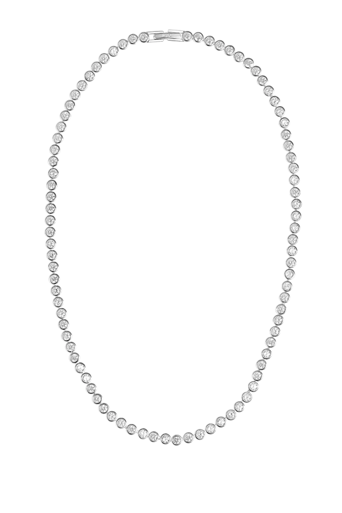 Lotus Tennis Necklace, Silver