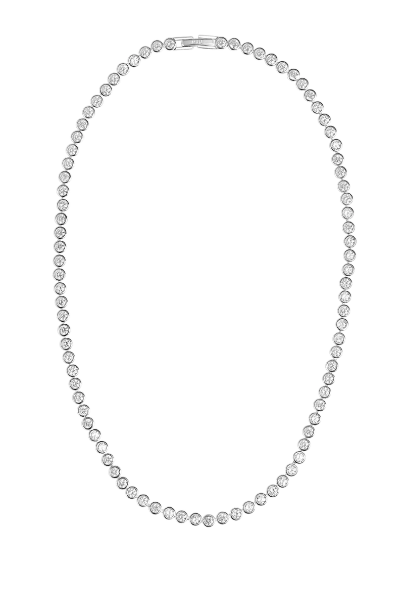 Lotus Tennis Necklace, Silver