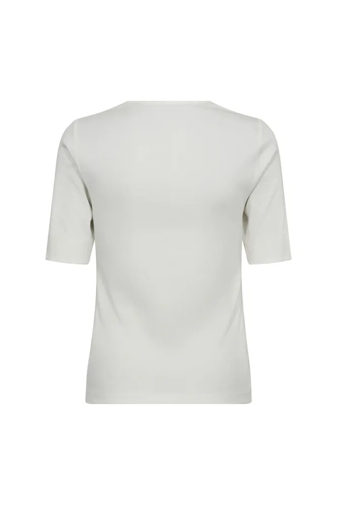 Granny Rib SS V-Tee, Off white