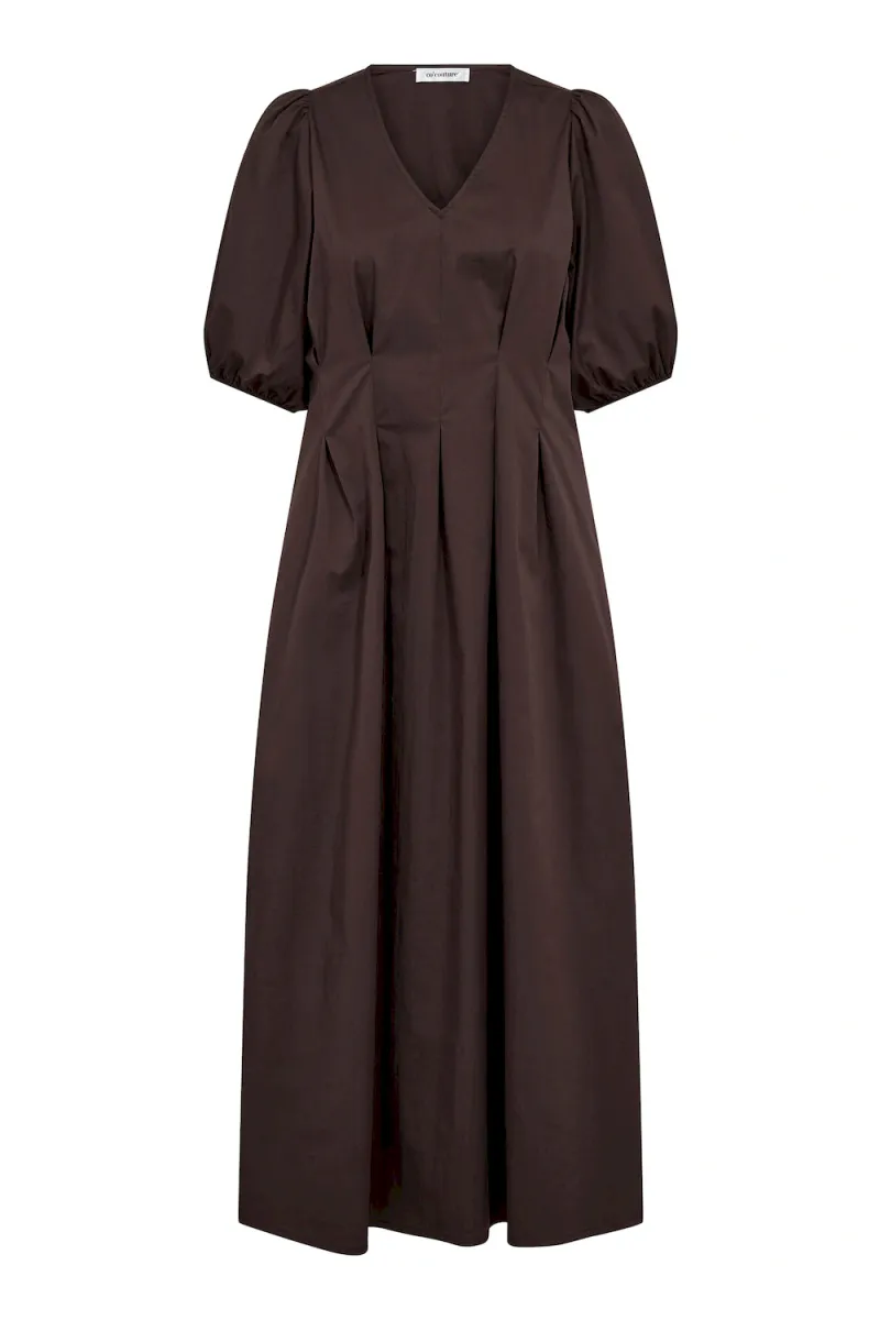 Poppy Pleat Dress, Dark Brown