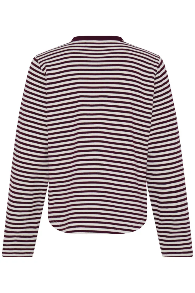 Estella LS T-shirt, Red And Birch Stripe