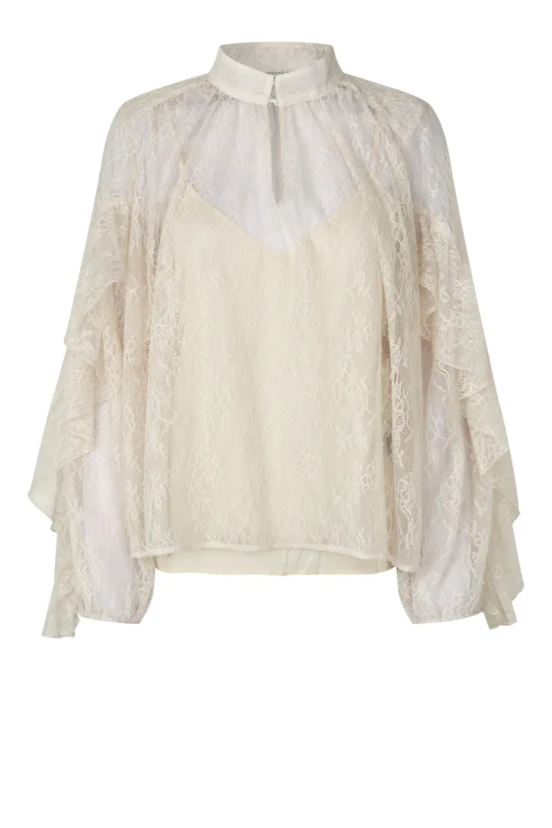 Sybell Lace Blouse, Soft Beige