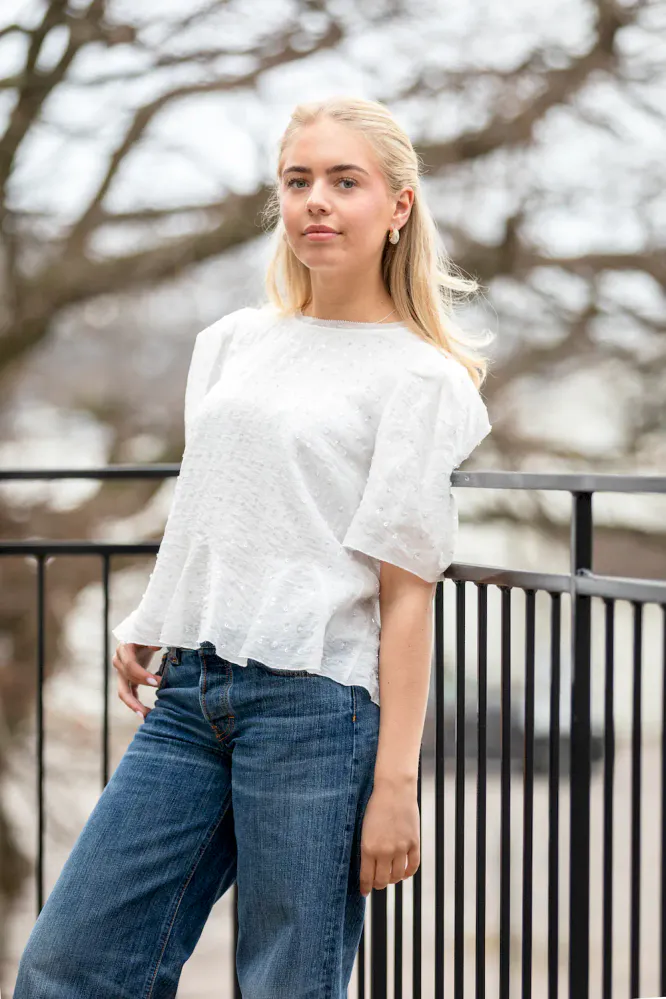 Brown Blouse, Ivory