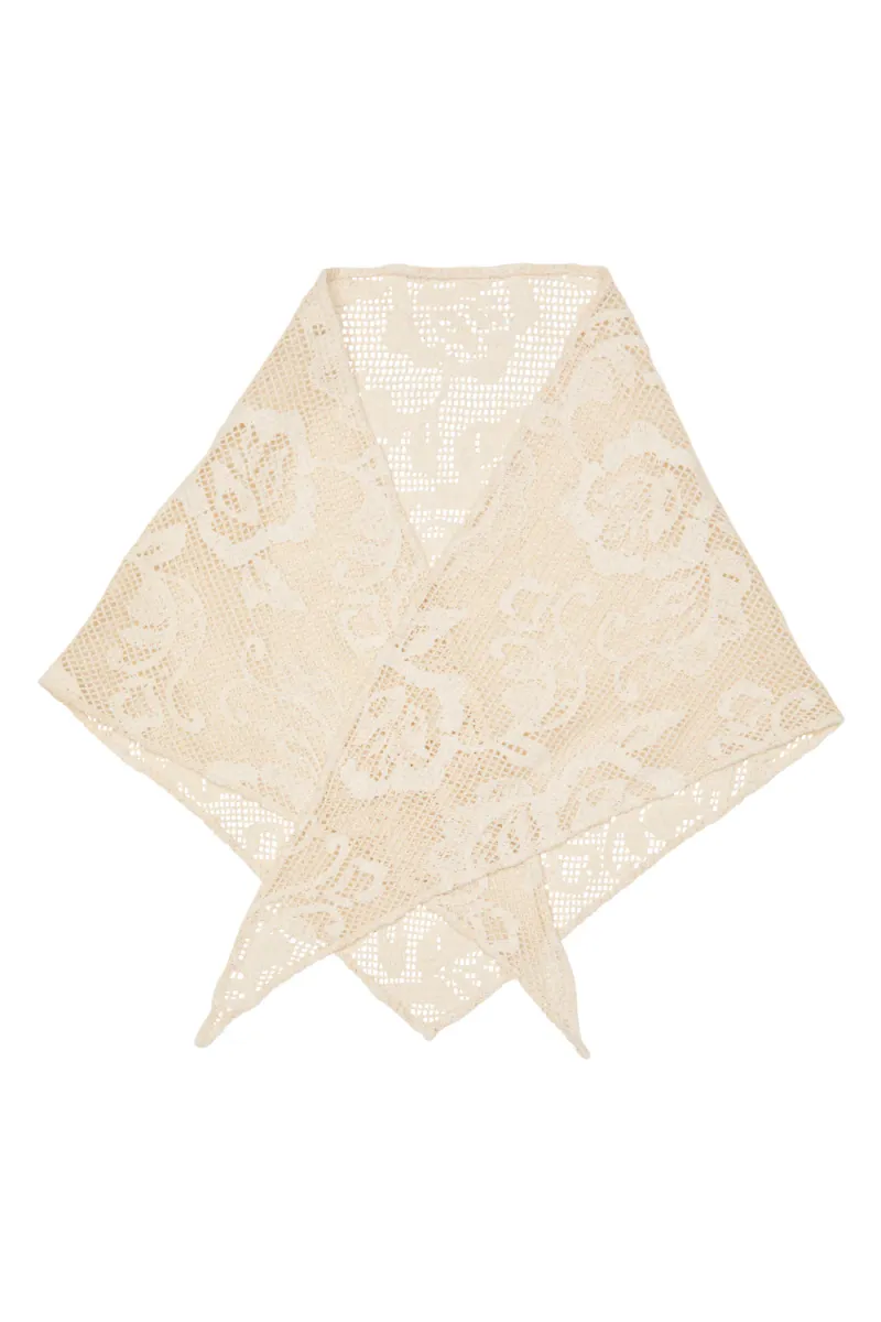 Croflora Triangle Scarf, Birch White