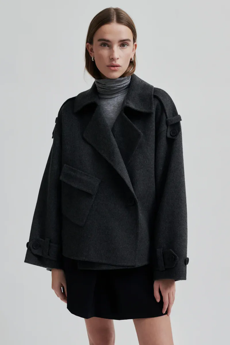 Walance Short Jacket, Dark grey Melange
