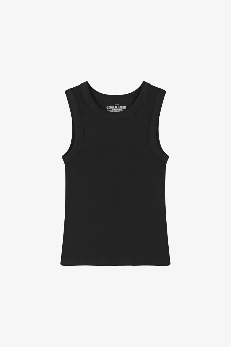 Tank Crew-Neck Ribbed, Black
