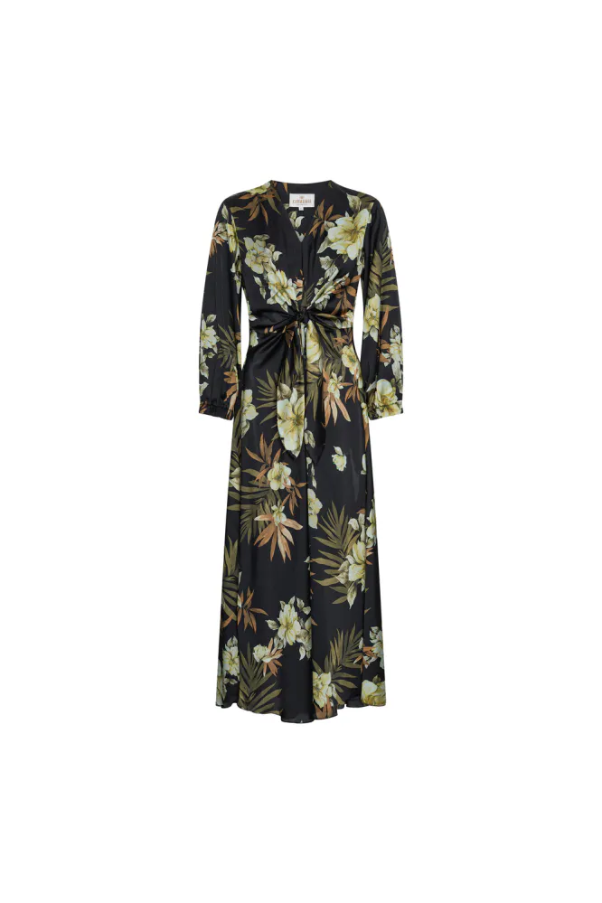 Faye Dress, 3/4 sleeves, Dahlia Flower